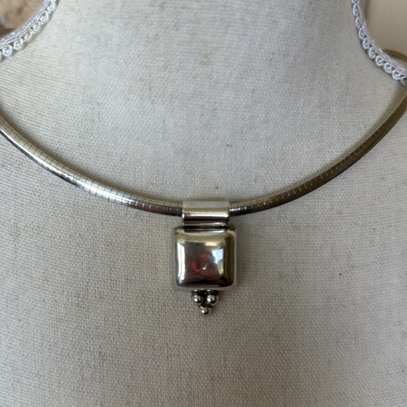 Sterling Silver Geometric Pendant Stamped 925 Mexico - Picture 4 of 8